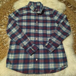 Vineyard Vines Blue and Red Plaid Button Down Flannel Shirt Size 16
